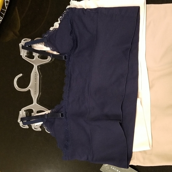 💕LAURA ASHLEY💕 3 Pack Bralettes ~ Nude Light Pink Navy Blue Small S NWT - Picture 8 of 14